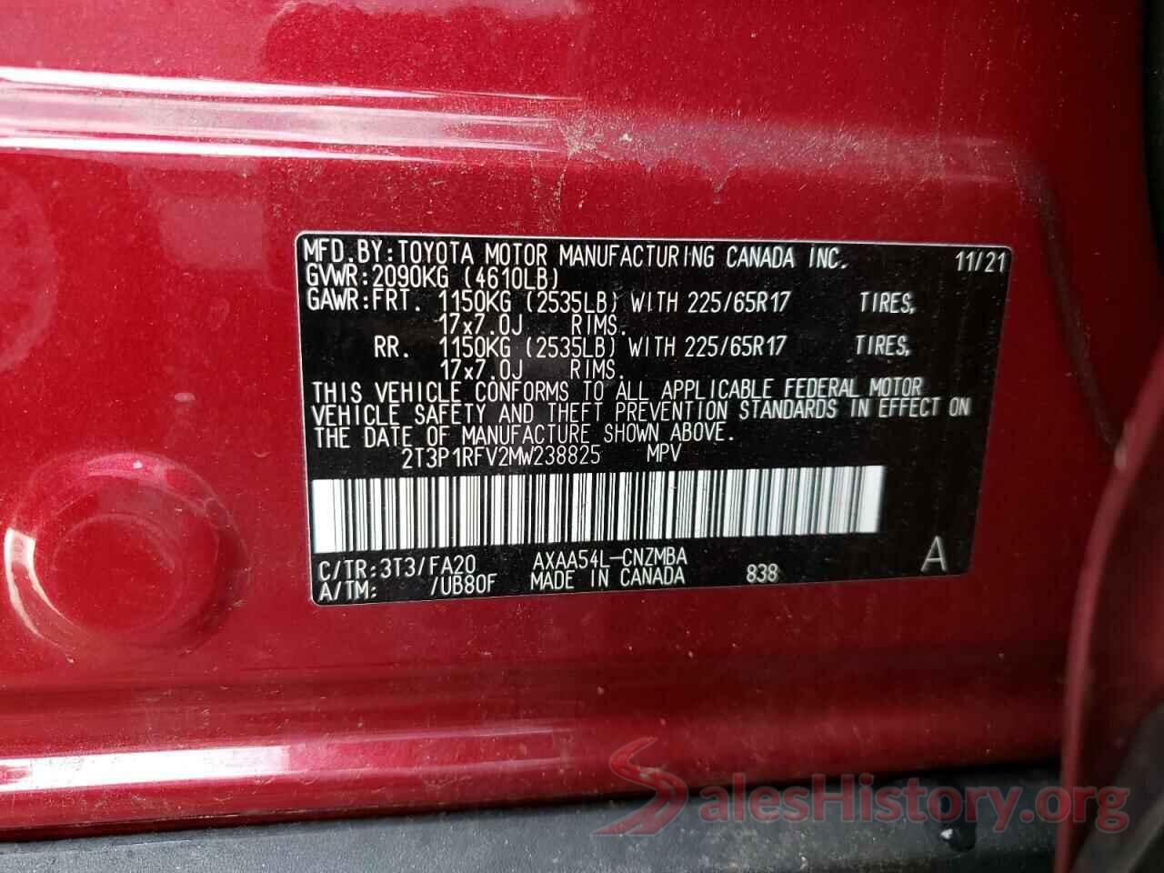 2T3P1RFV2MW238825 2021 TOYOTA RAV4