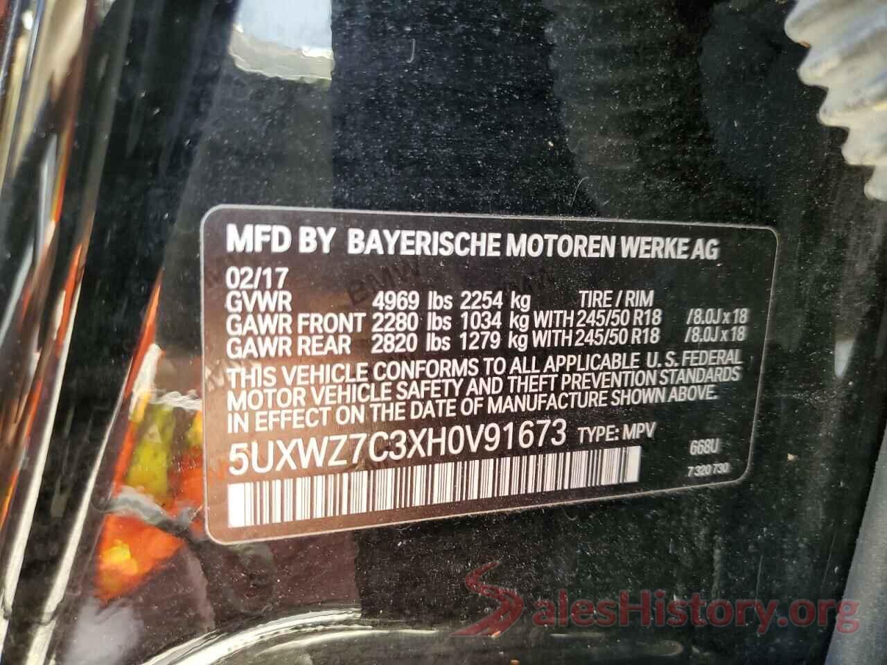 5UXWZ7C3XH0V91673 2017 BMW X3