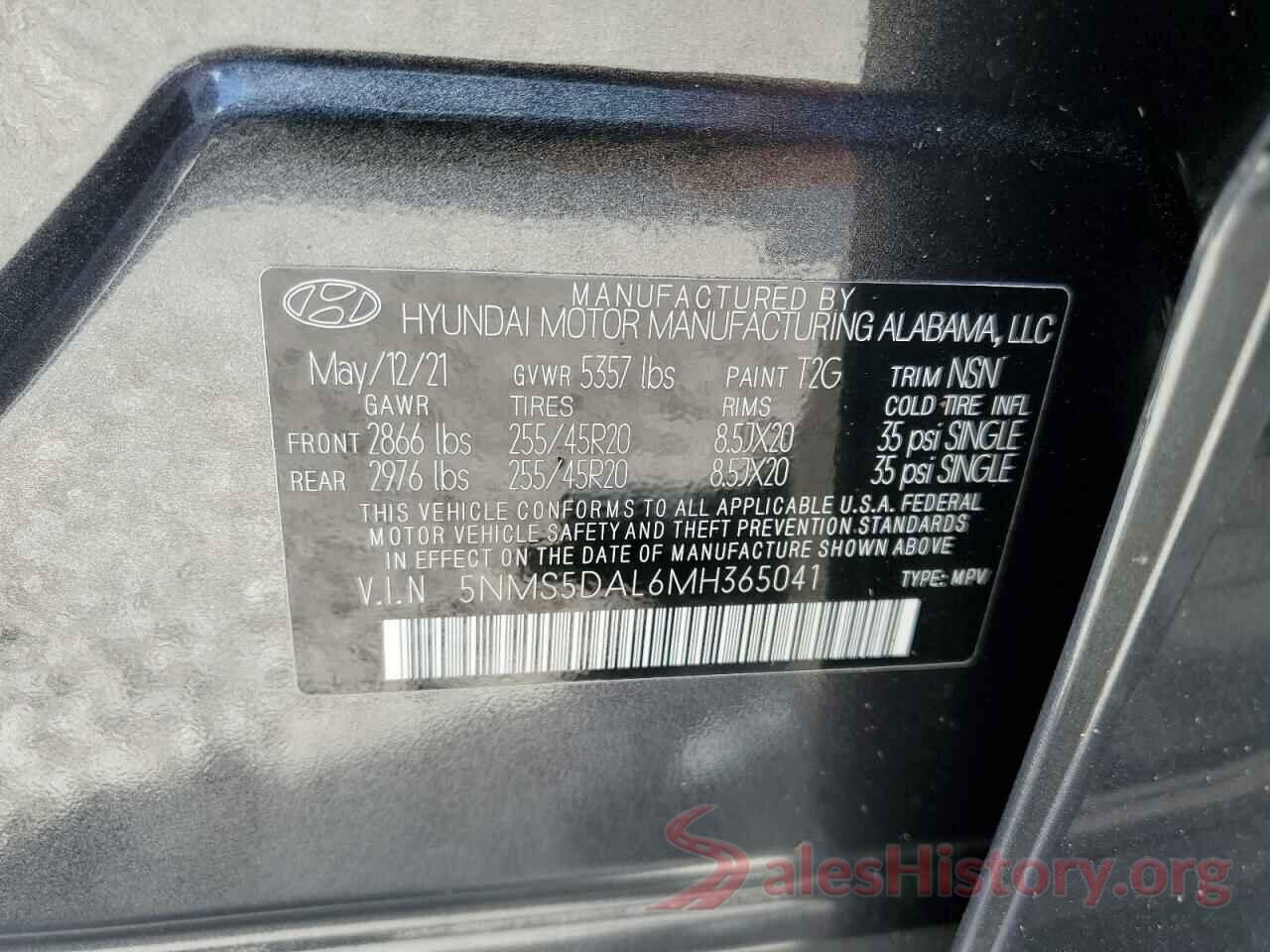 5NMS5DAL6MH365041 2021 HYUNDAI SANTA FE