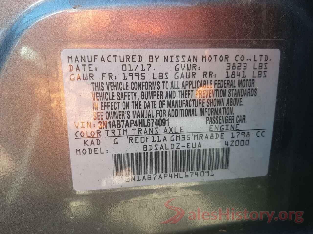 3N1AB7AP4HL674091 2017 NISSAN SENTRA