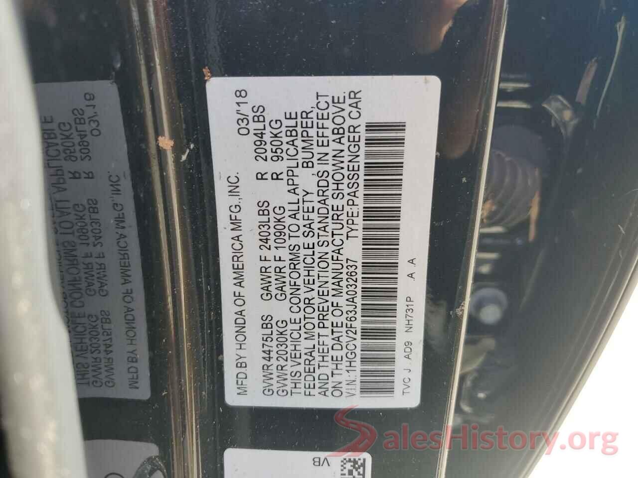 1HGCV2F63JA032637 2018 HONDA ACCORD