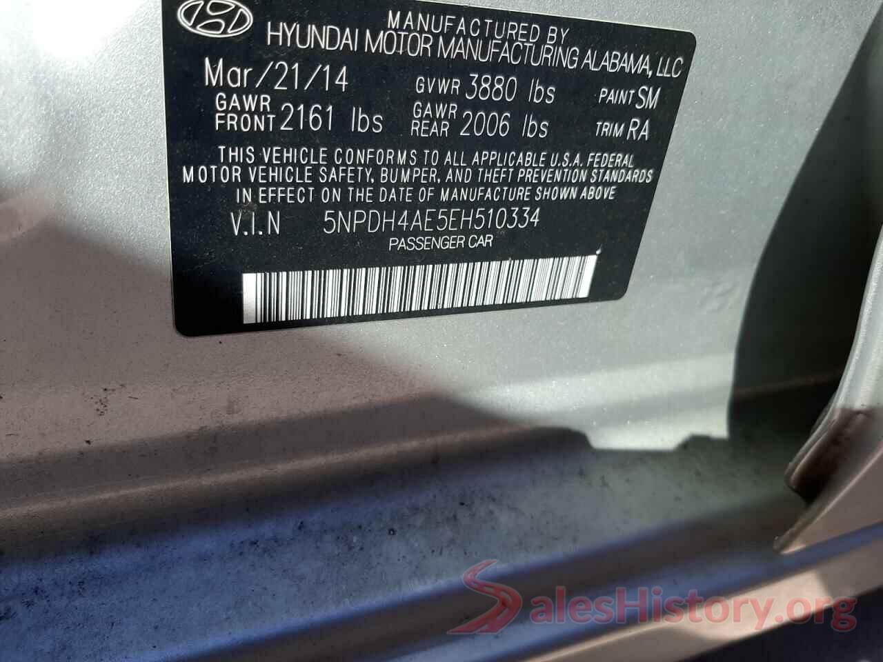 5NPDH4AE5EH510334 2014 HYUNDAI ELANTRA