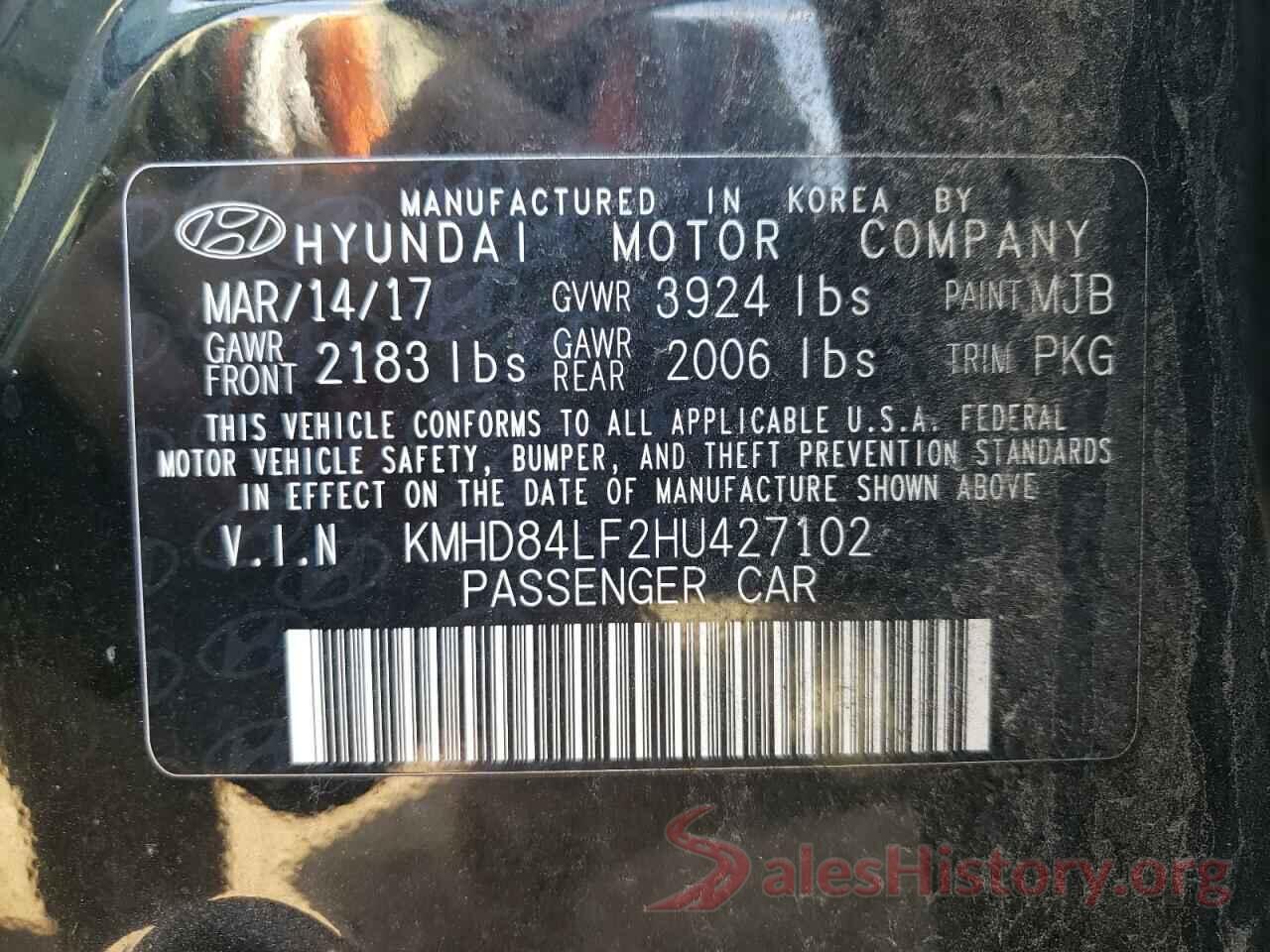 KMHD84LF2HU427102 2017 HYUNDAI ELANTRA