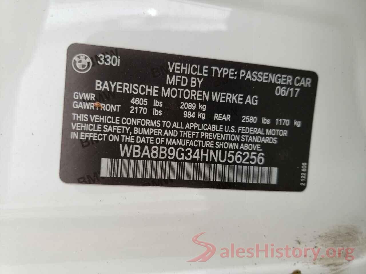 WBA8B9G34HNU56256 2017 BMW 3 SERIES