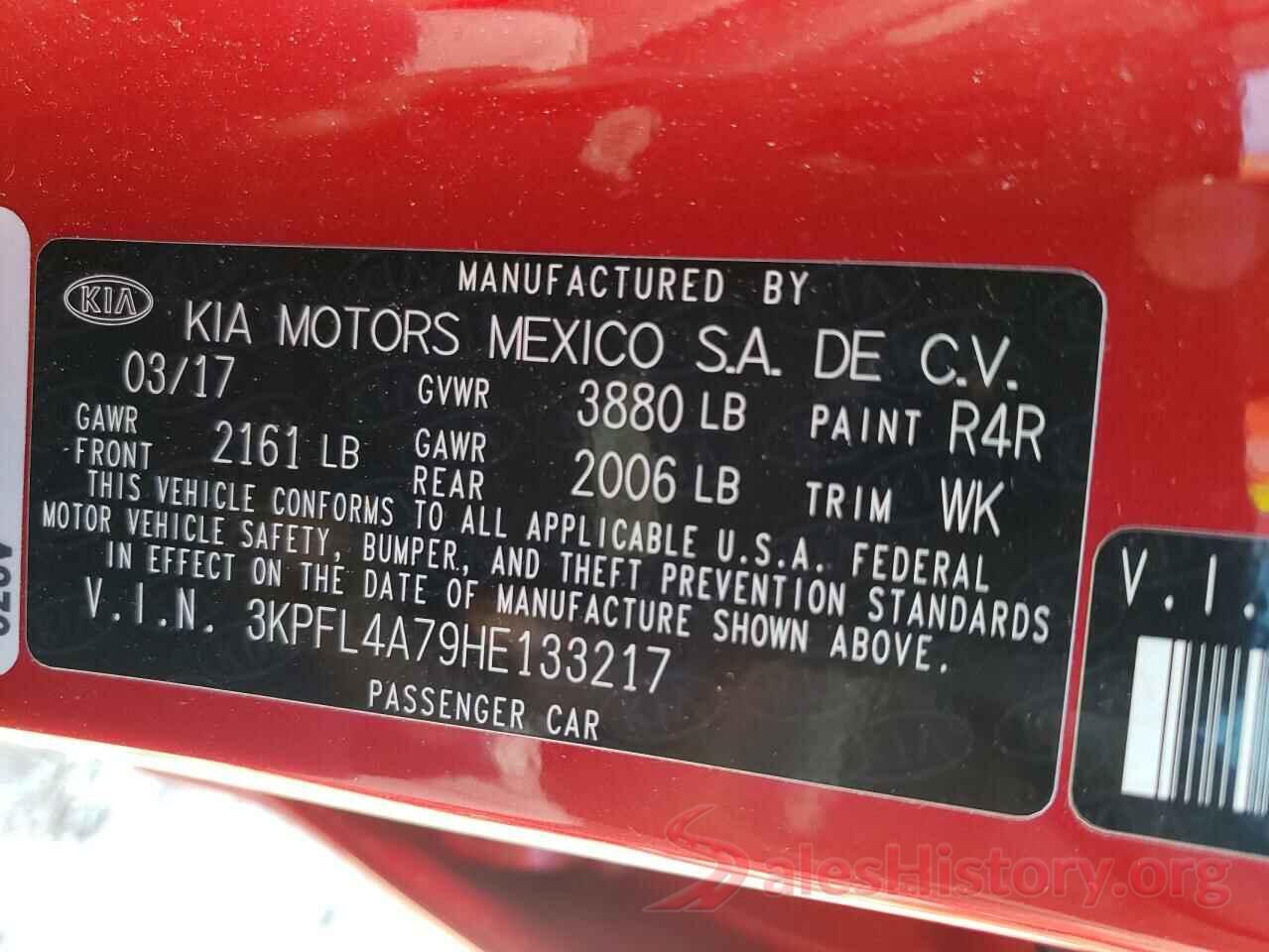 3KPFL4A79HE133217 2017 KIA FORTE