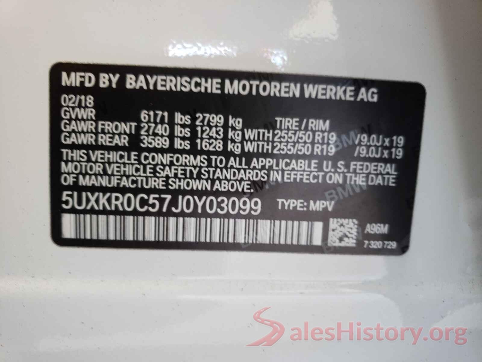 5UXKR0C57J0Y03099 2018 BMW X5