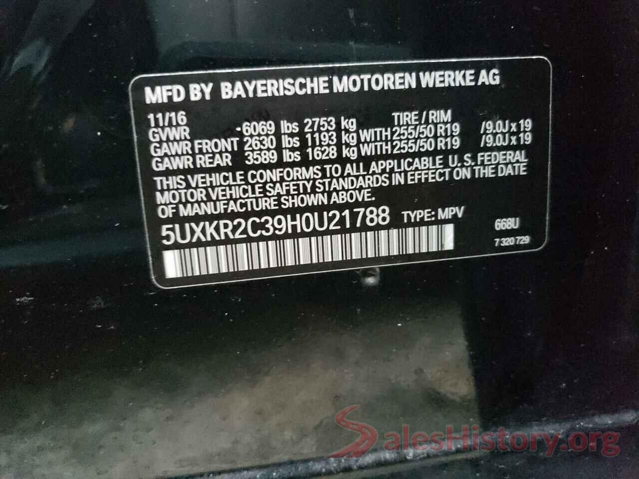 5UXKR2C39H0U21788 2017 BMW X5