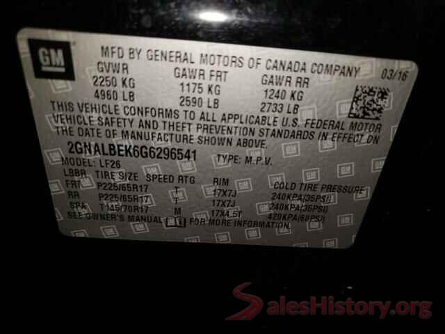 2GNALBEK6G6296541 2016 CHEVROLET EQUINOX