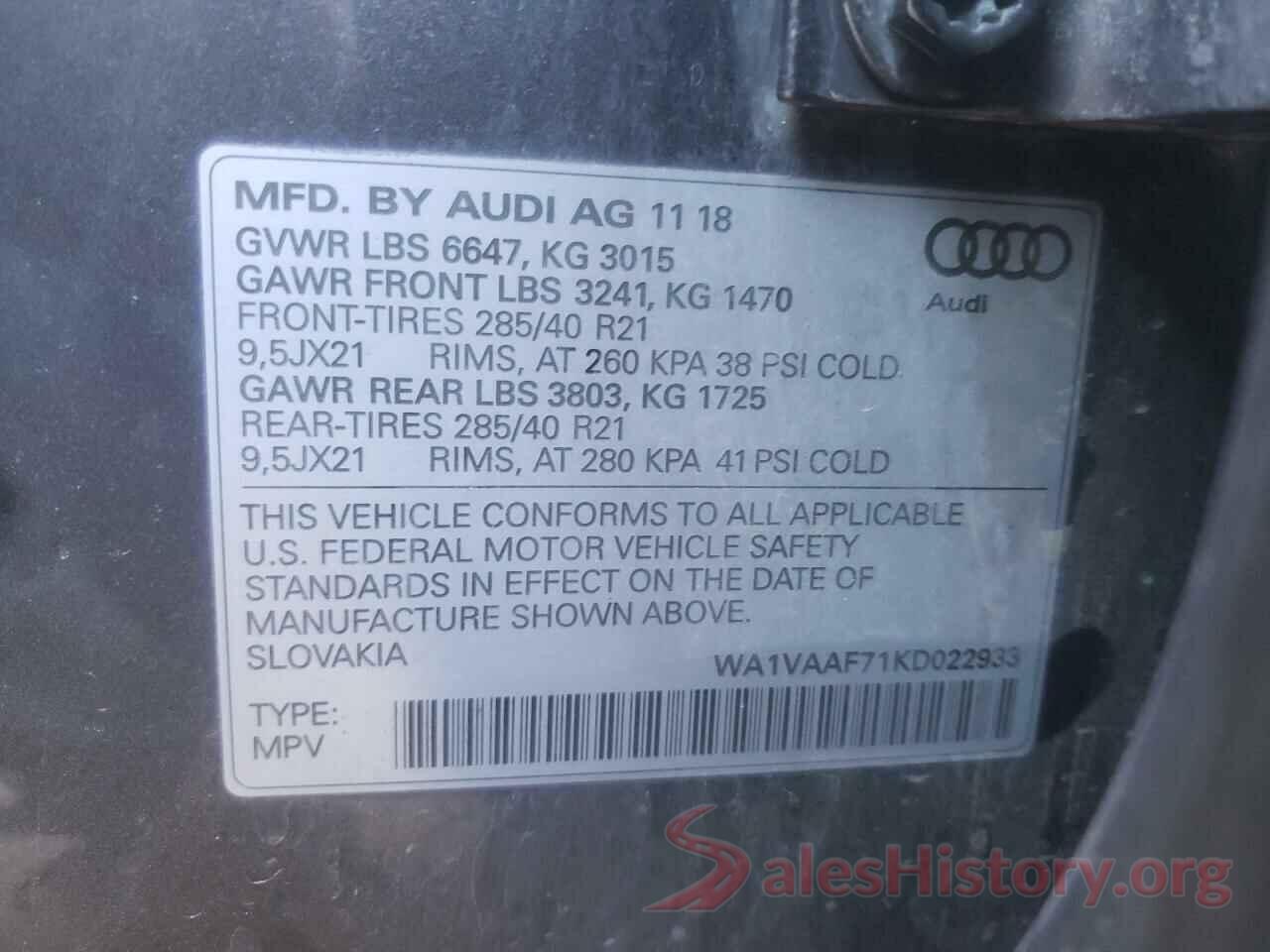 WA1VAAF71KD022933 2019 AUDI Q7