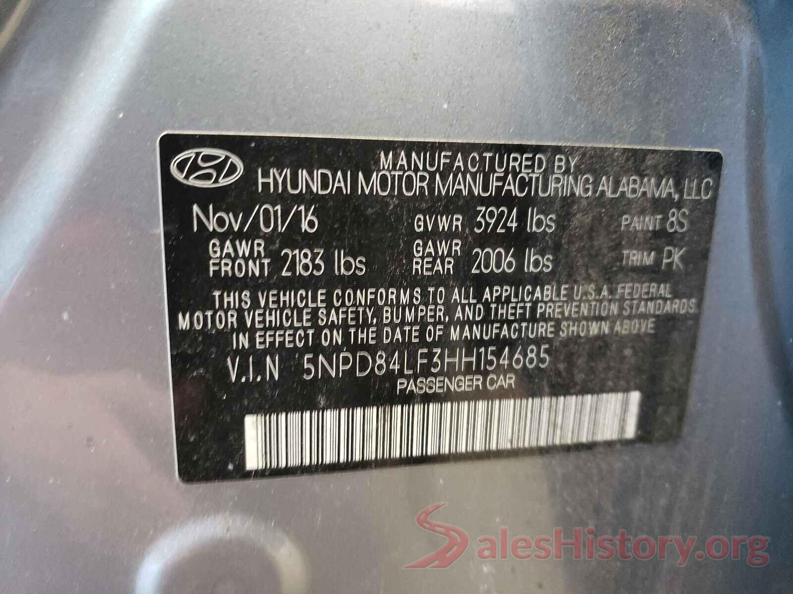 5NPD84LF3HH154685 2017 HYUNDAI ELANTRA