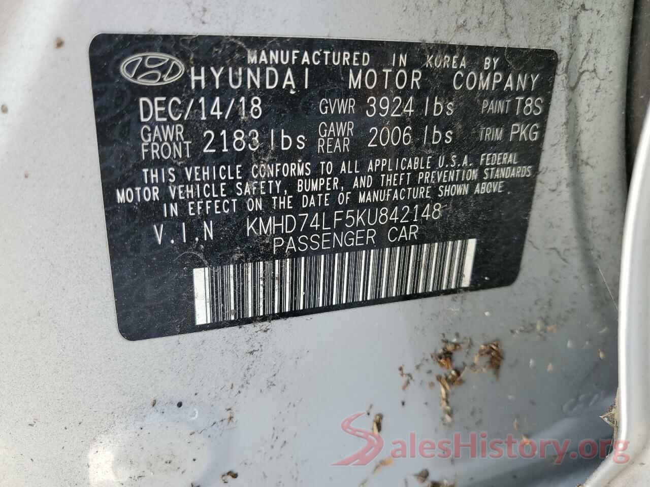 KMHD74LF5KU842148 2019 HYUNDAI ELANTRA