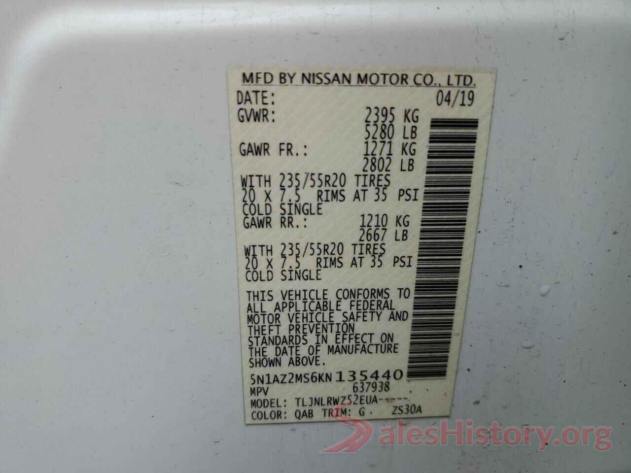 5N1AZ2MS6KN135440 2019 NISSAN MURANO