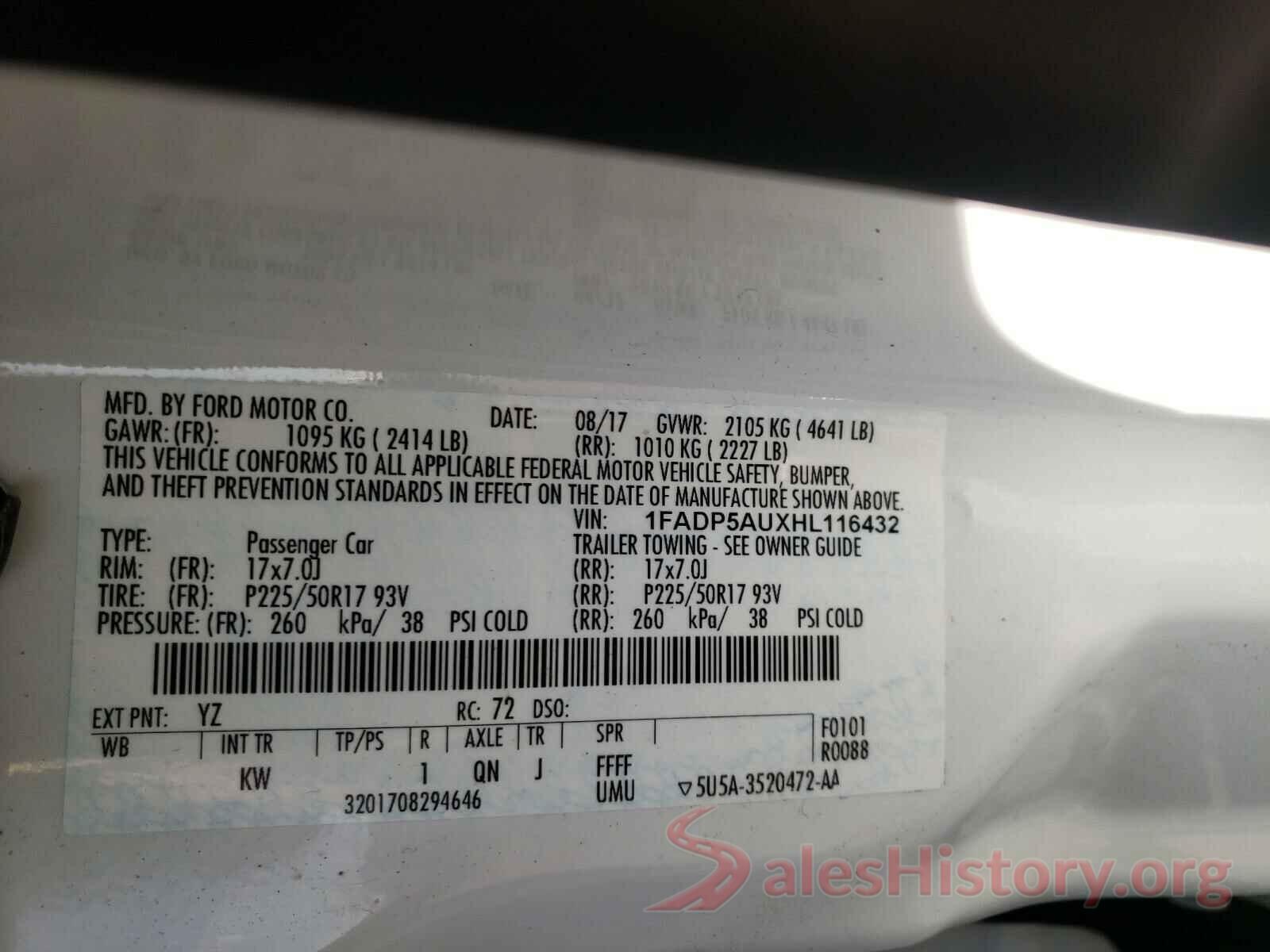 1FADP5AUXHL116432 2017 FORD CMAX