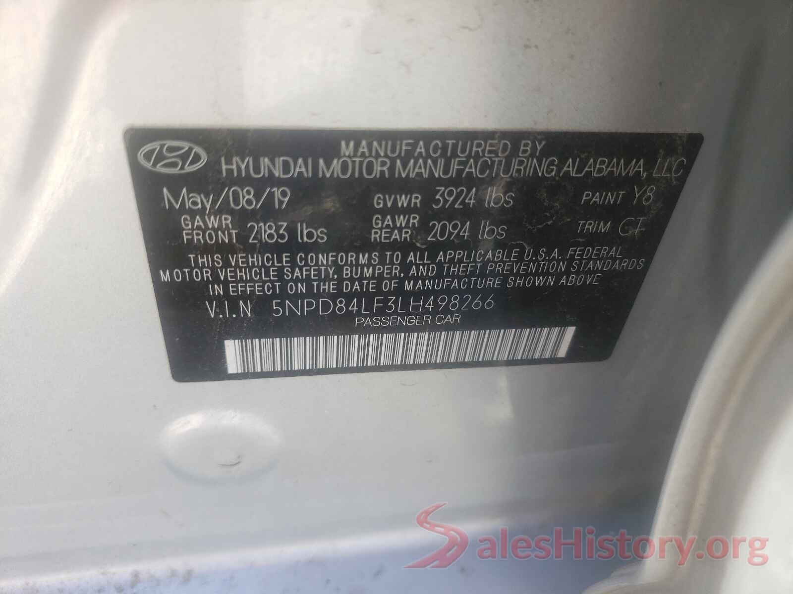 5NPD84LF3LH498266 2020 HYUNDAI ELANTRA