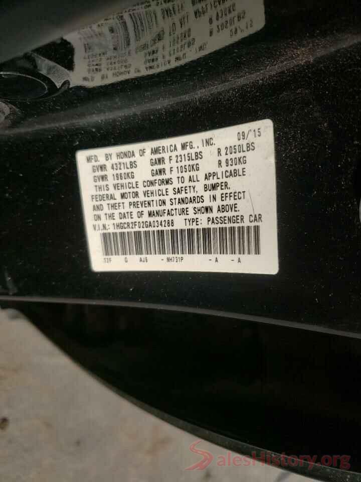 1HGCR2F02GA034288 2016 HONDA ACCORD