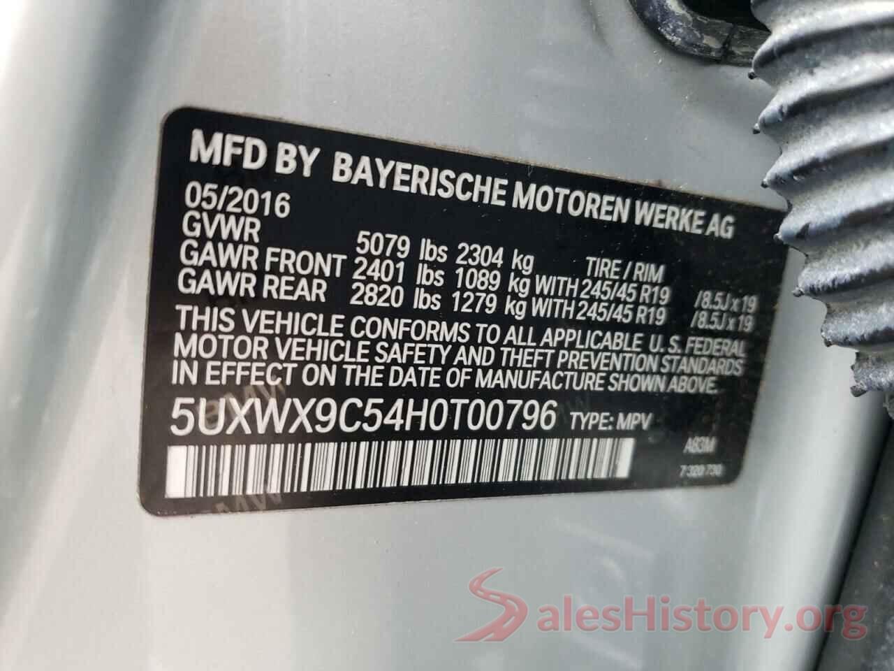 5UXWX9C54H0T00796 2017 BMW X3