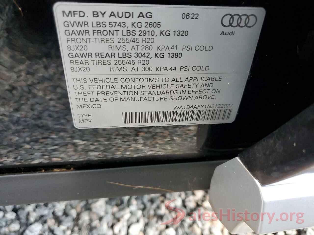 WA1B4AFY1N2132027 2022 AUDI SQ5