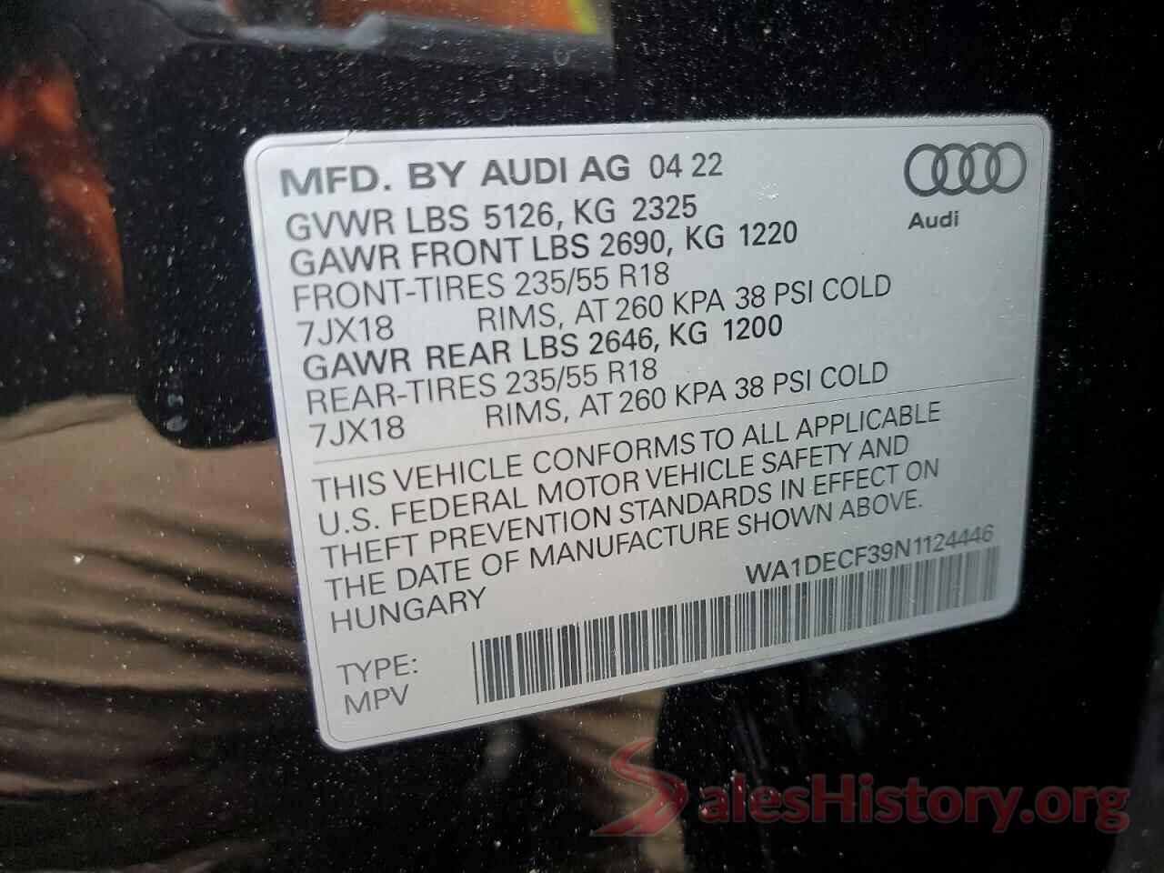 WA1DECF39N1124446 2022 AUDI Q3