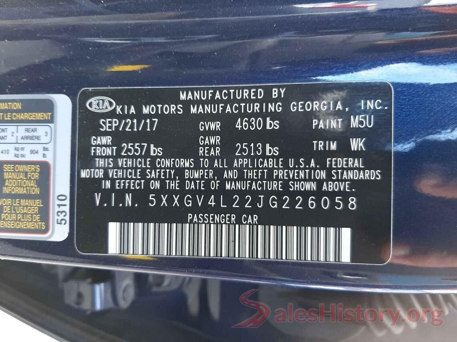 5XXGV4L22JG226058 2018 KIA OPTIMA