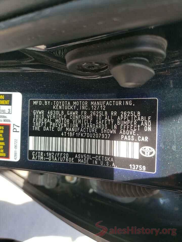 4T1BF1FK7DU207937 2013 TOYOTA CAMRY