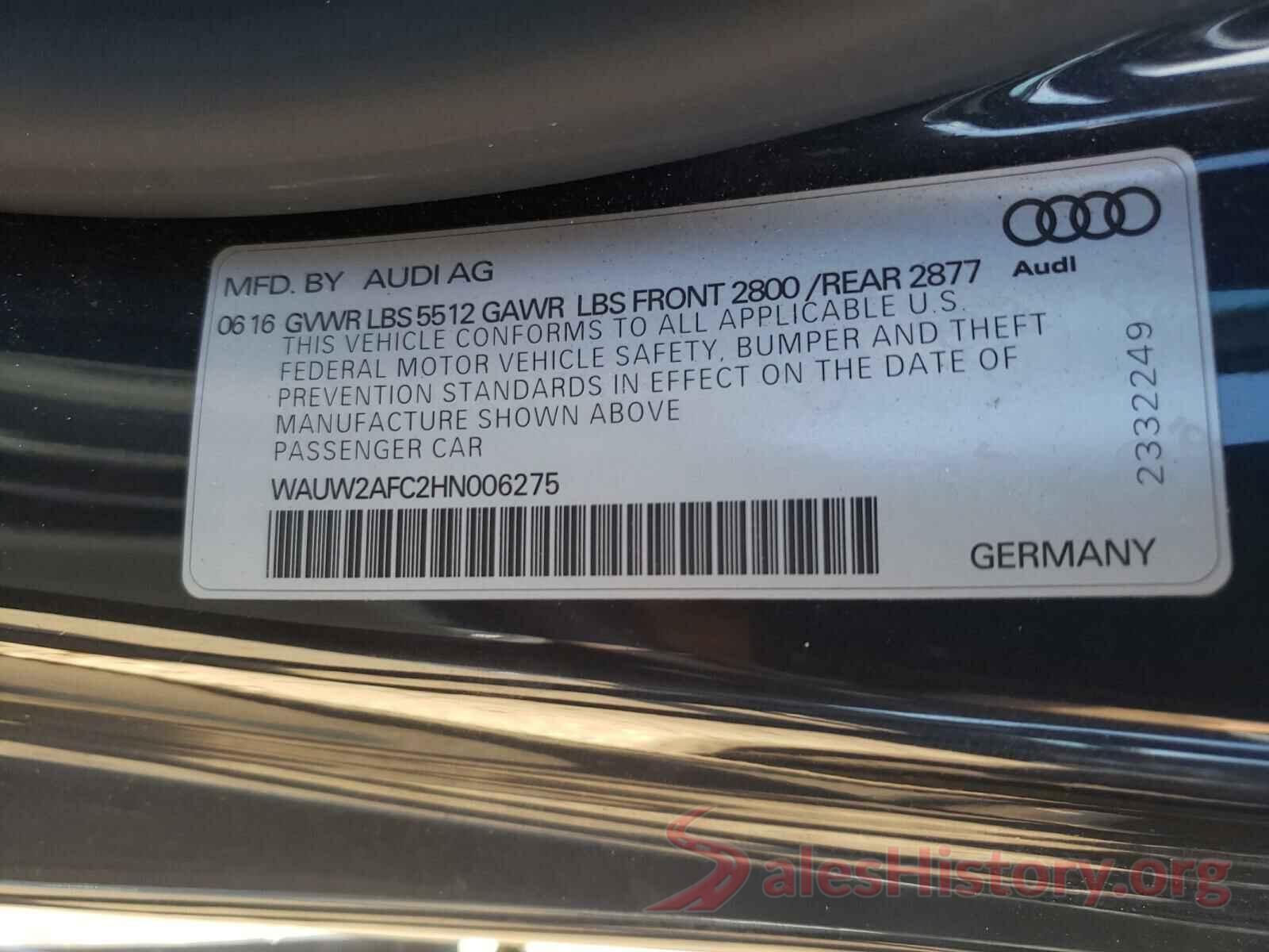 WAUW2AFC2HN006275 2017 AUDI A7