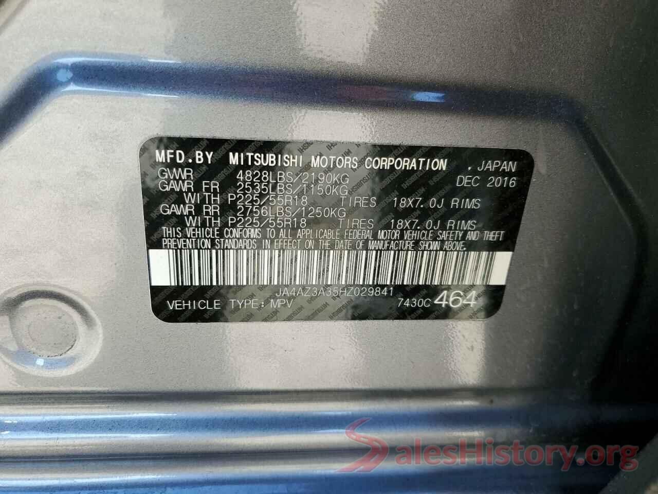 JA4AZ3A35HZ029841 2017 MITSUBISHI OUTLANDER