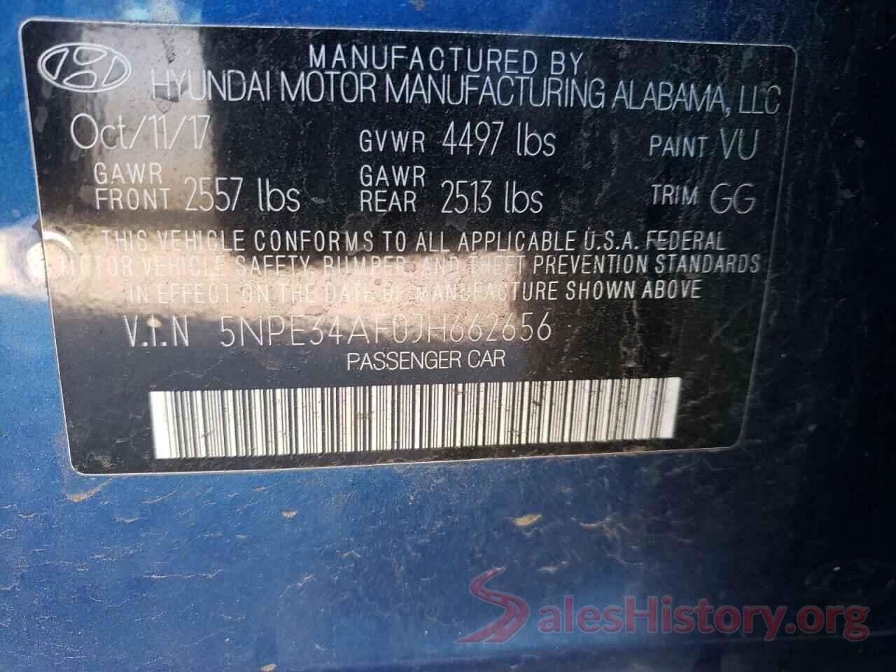 5NPE34AF0JH662656 2018 HYUNDAI SONATA