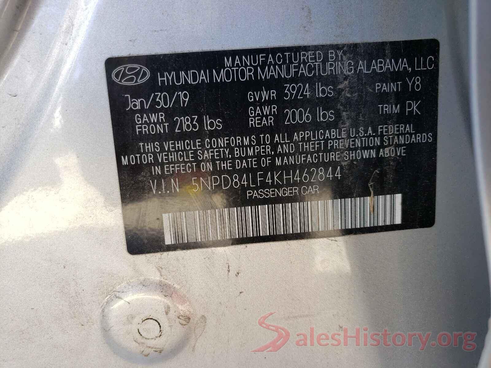 5NPD84LF4KH462844 2019 HYUNDAI ELANTRA