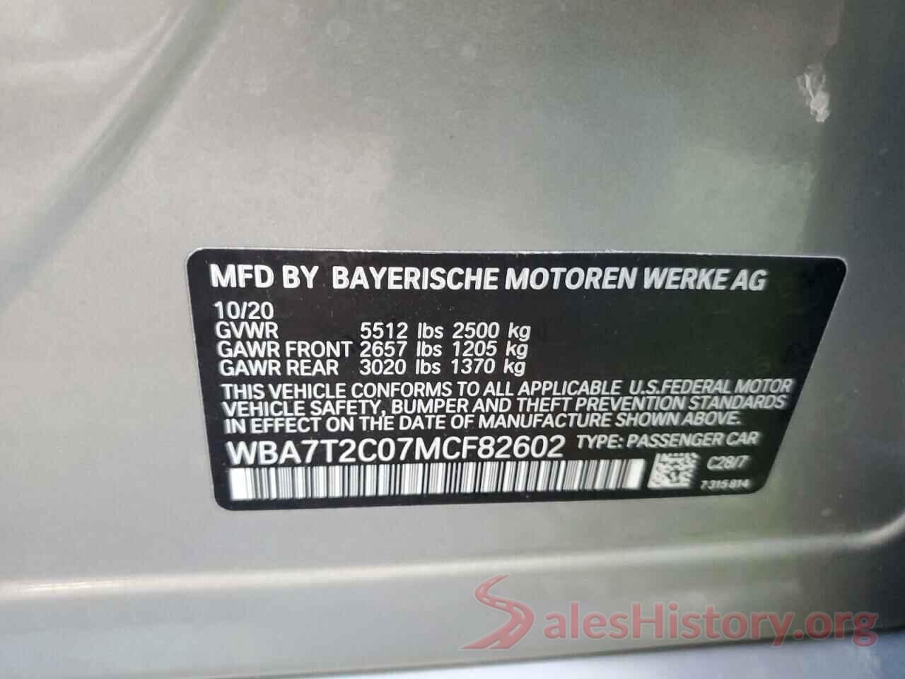 WBA7T2C07MCF82602 2021 BMW 7 SERIES