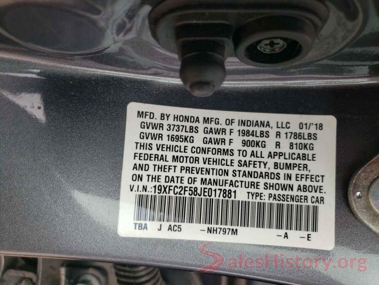 19XFC2F58JE017881 2018 HONDA CIVIC