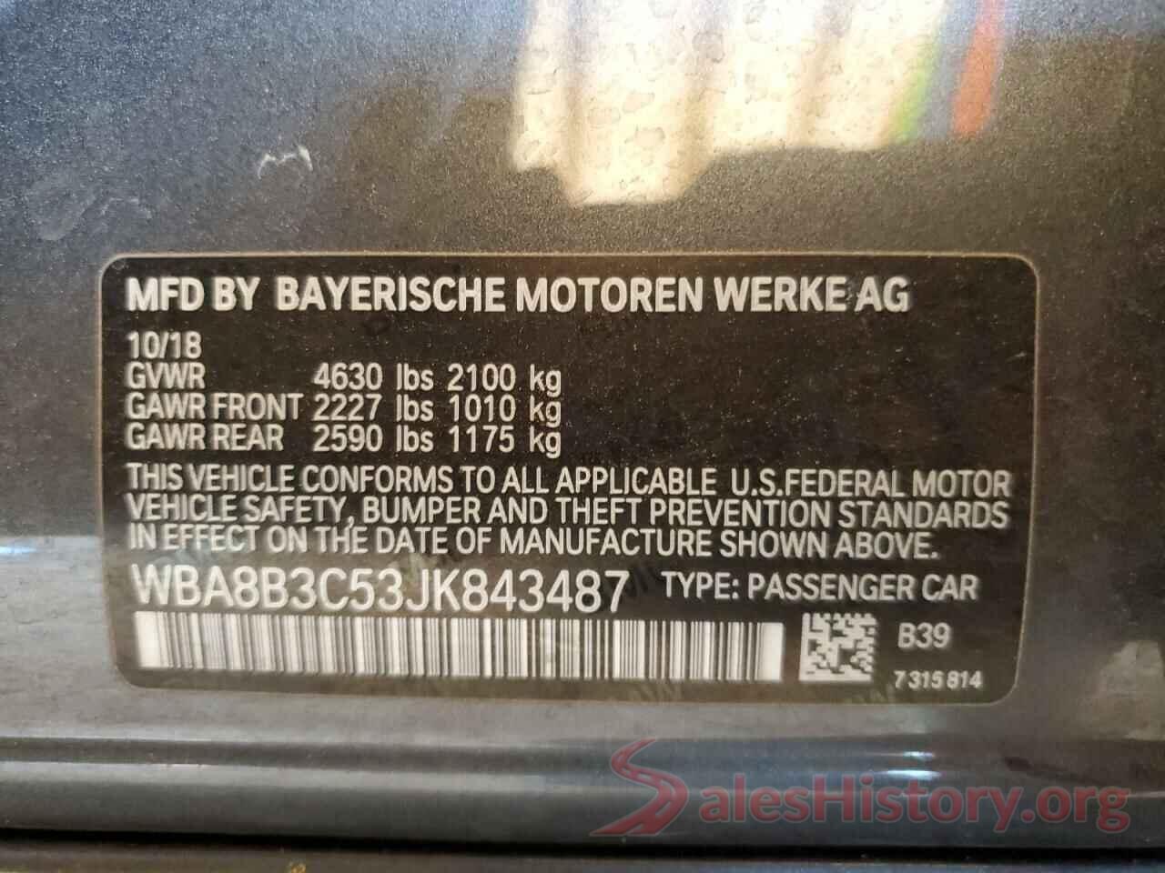 WBA8B3C53JK843487 2018 BMW 3 SERIES