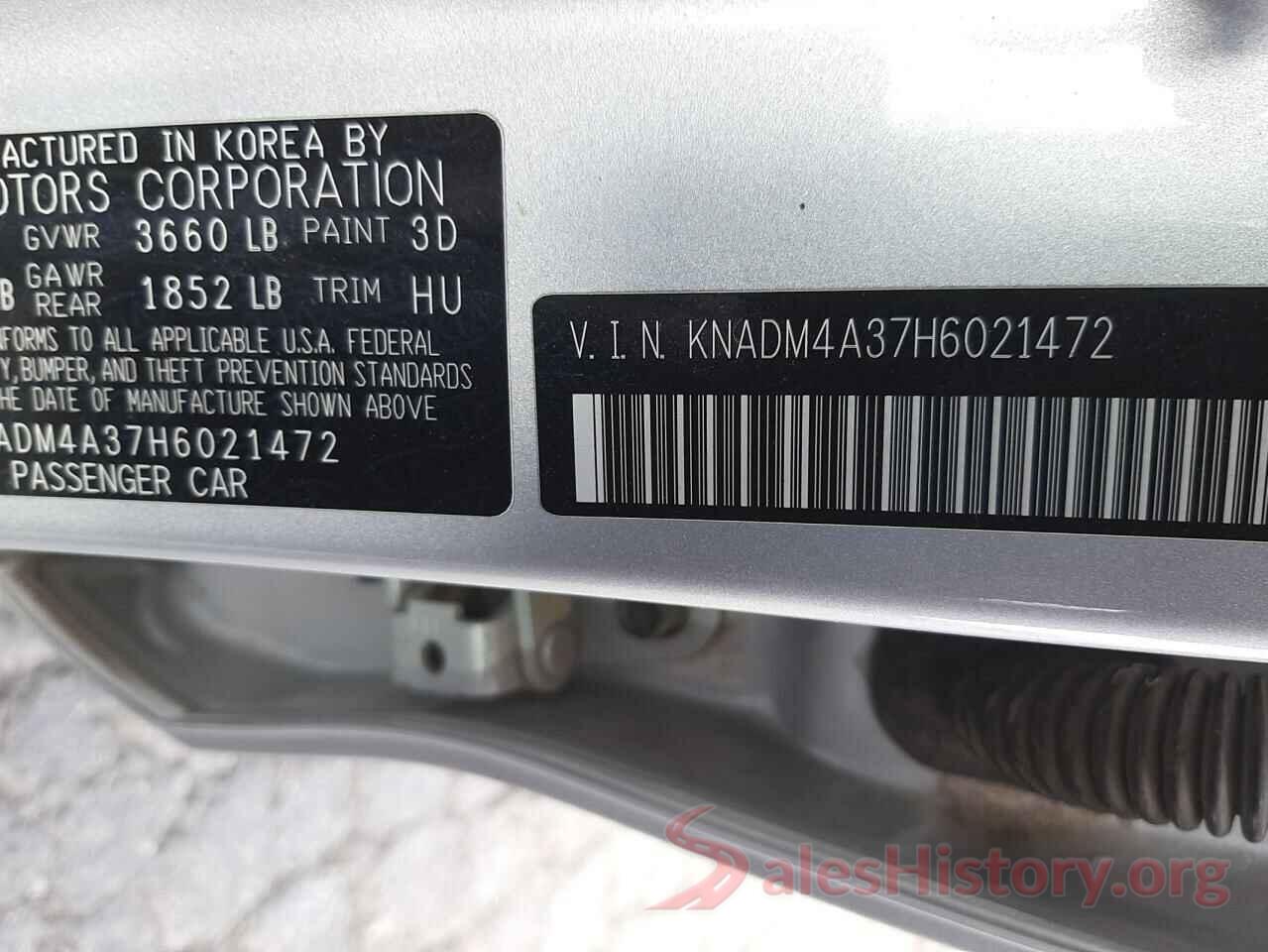 KNADM4A37H6021472 2017 KIA RIO