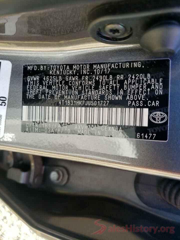 4T1B31HK7JU501727 2018 TOYOTA CAMRY