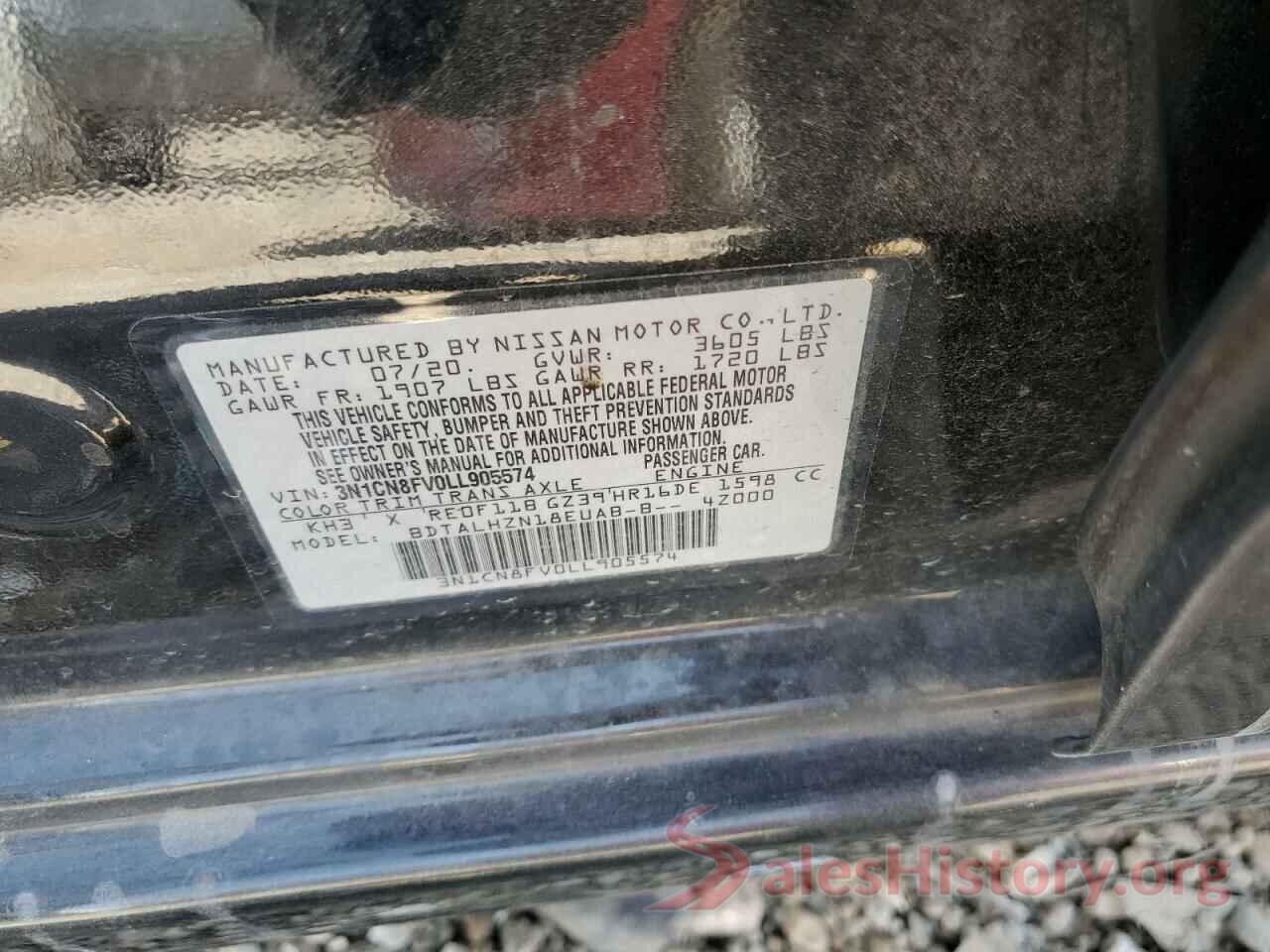 3N1CN8FV0LL905574 2020 NISSAN VERSA