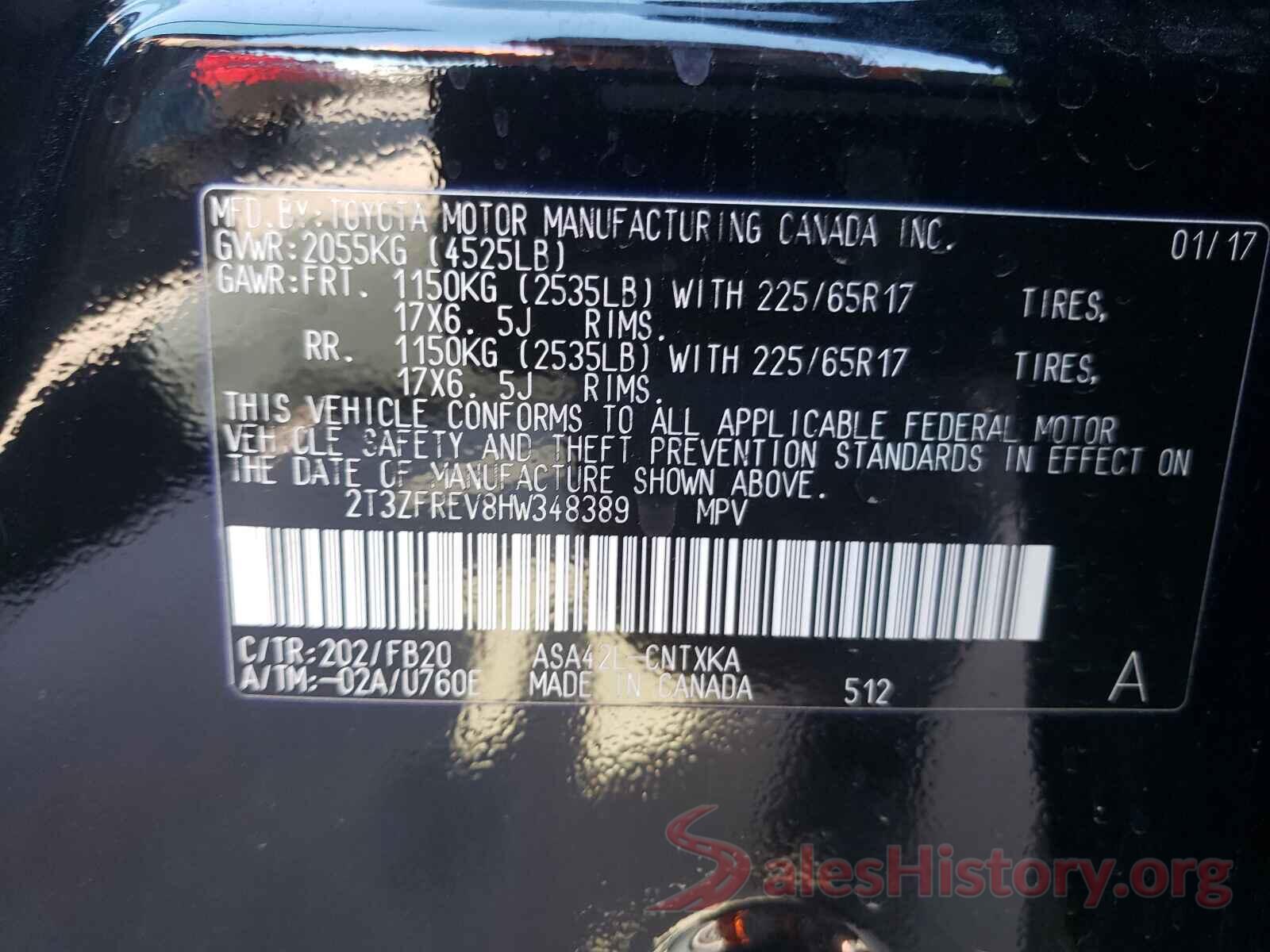 2T3ZFREV8HW348389 2017 TOYOTA RAV4