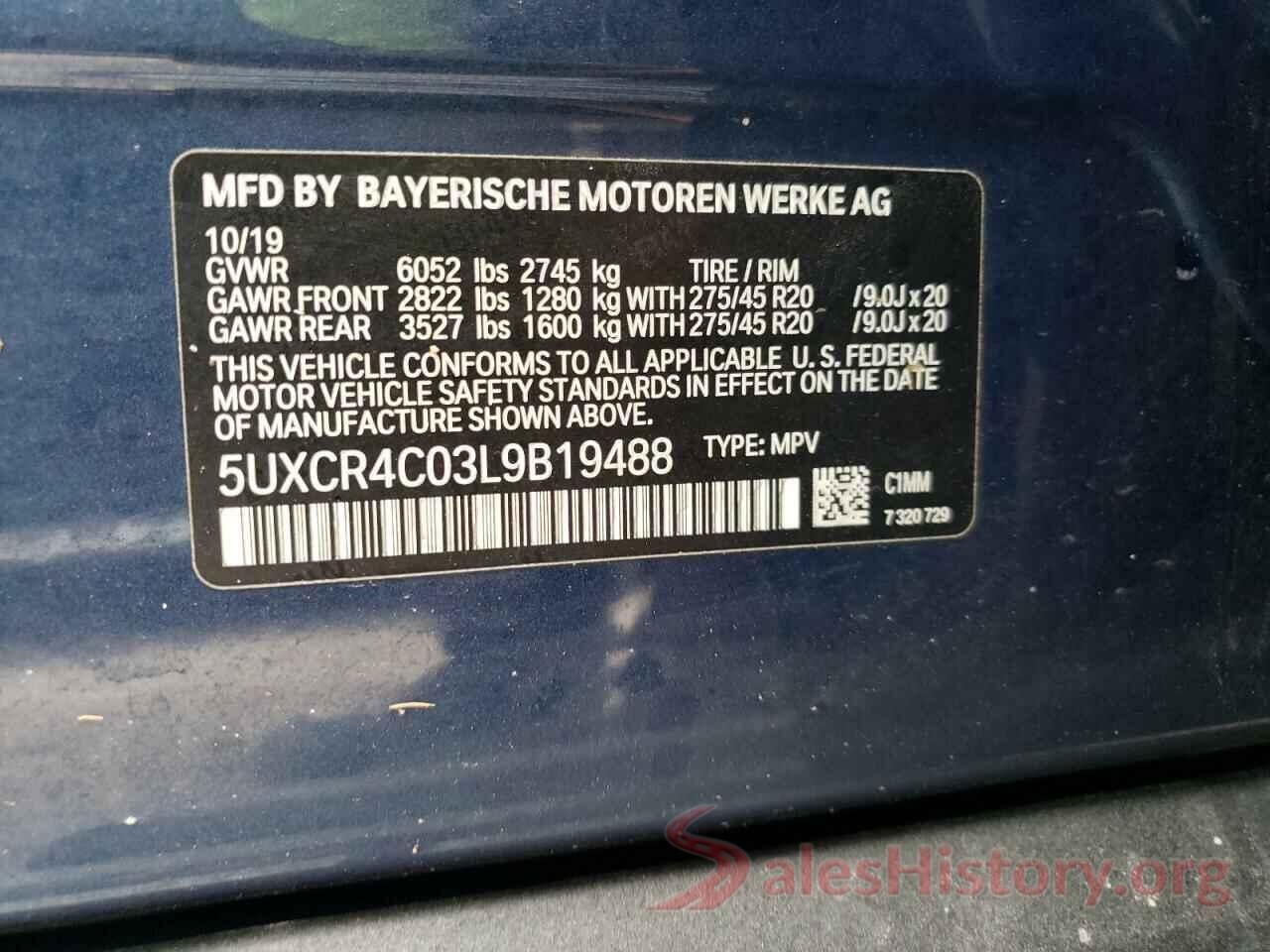 5UXCR4C03L9B19488 2020 BMW X5