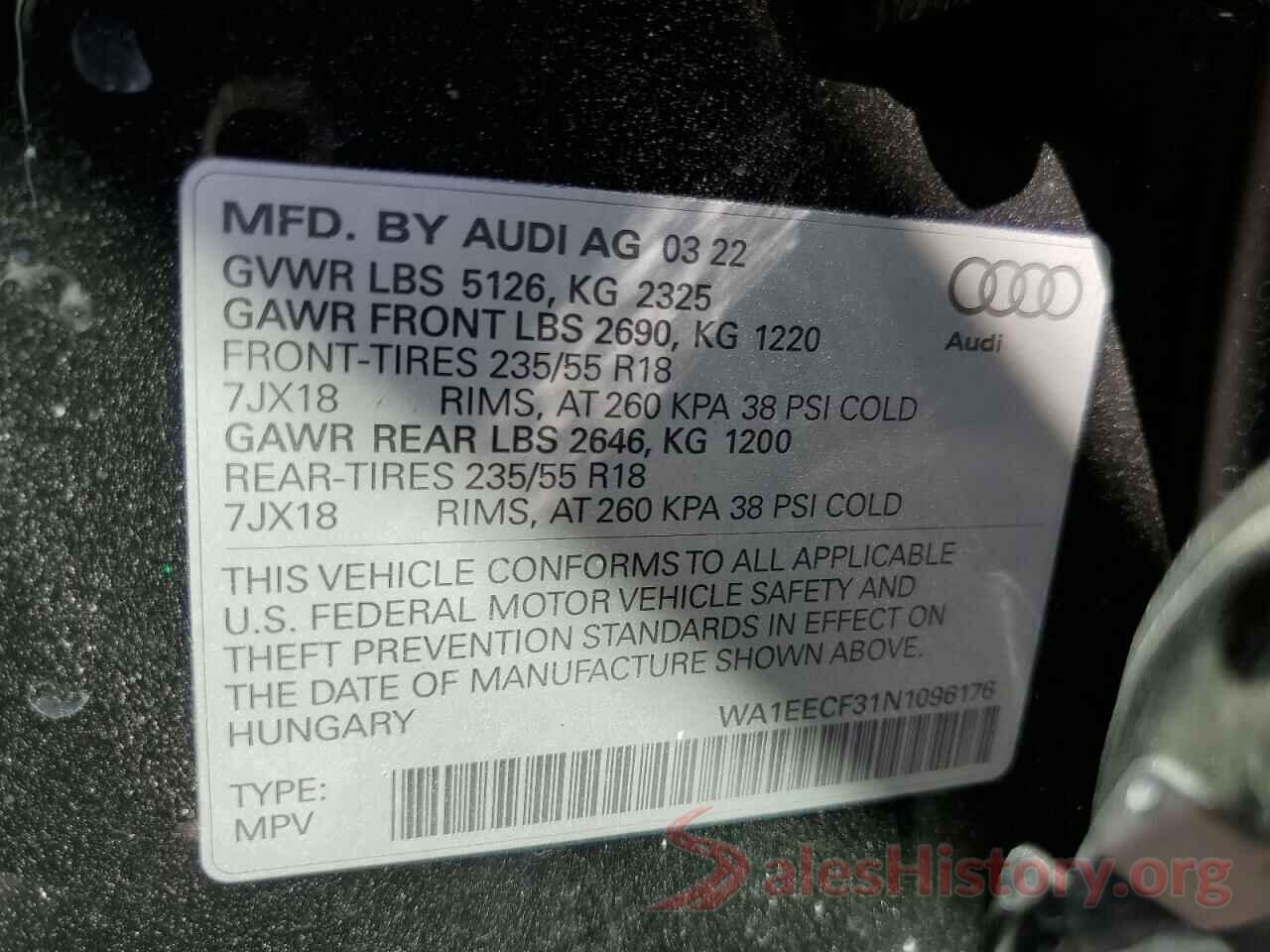 WA1EECF31N1096176 2022 AUDI Q3