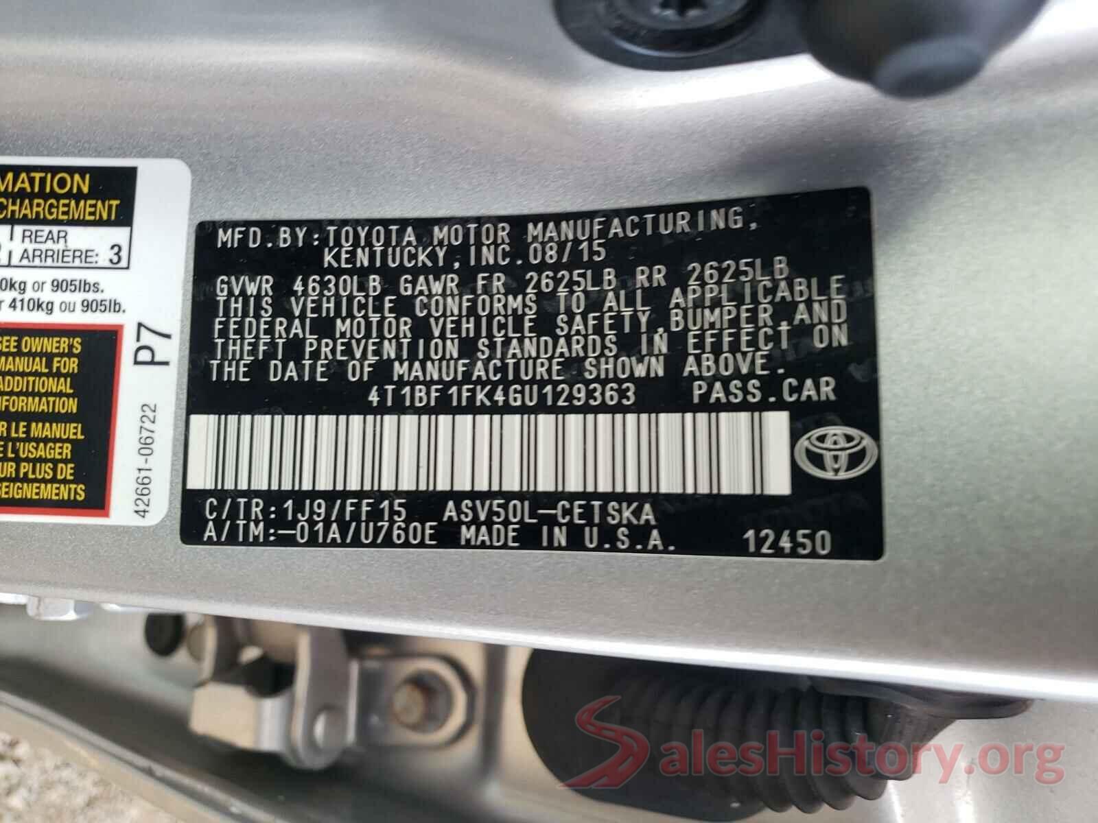 4T1BF1FK4GU129363 2016 TOYOTA CAMRY