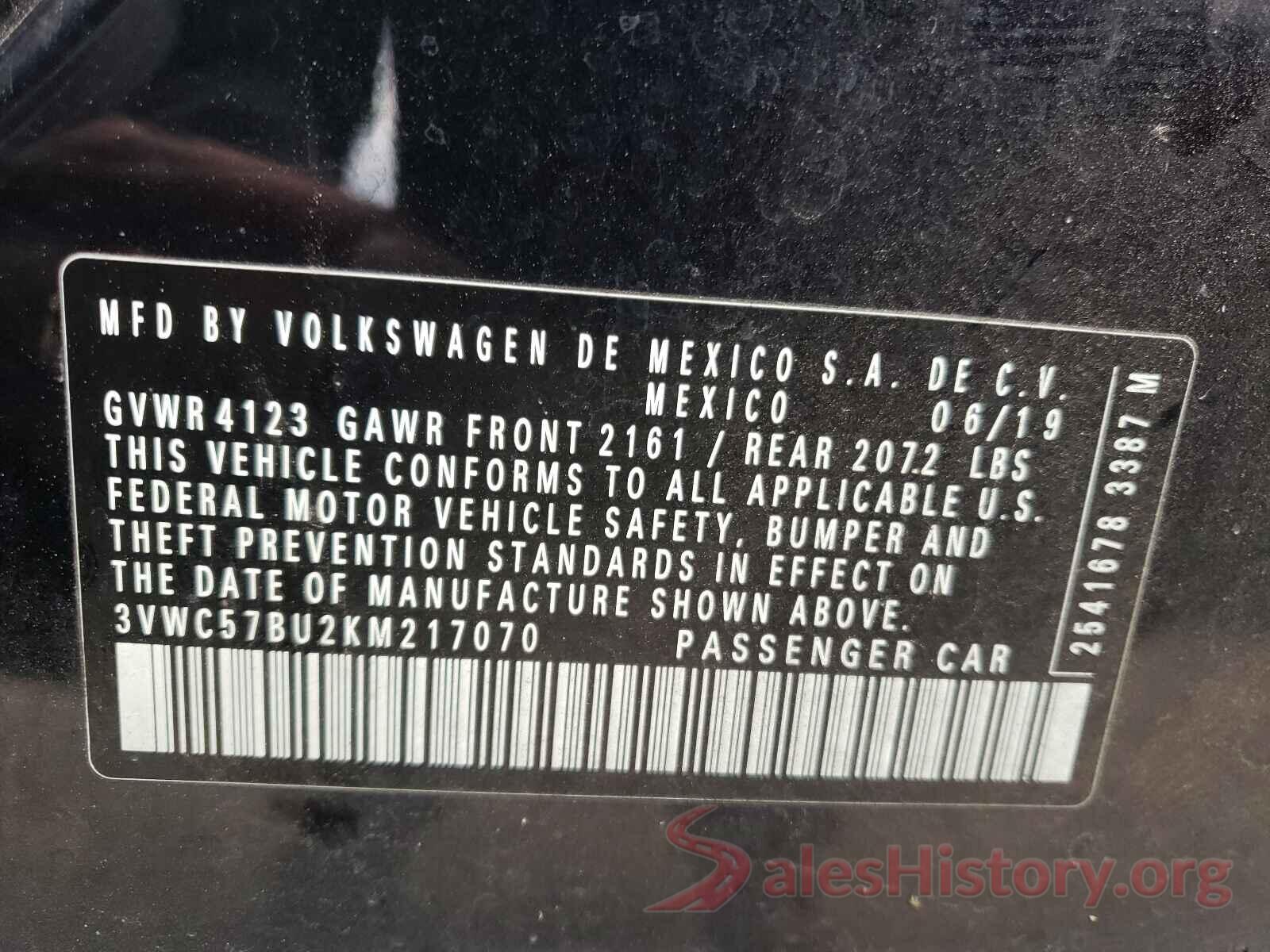 3VWC57BU2KM217070 2019 VOLKSWAGEN JETTA