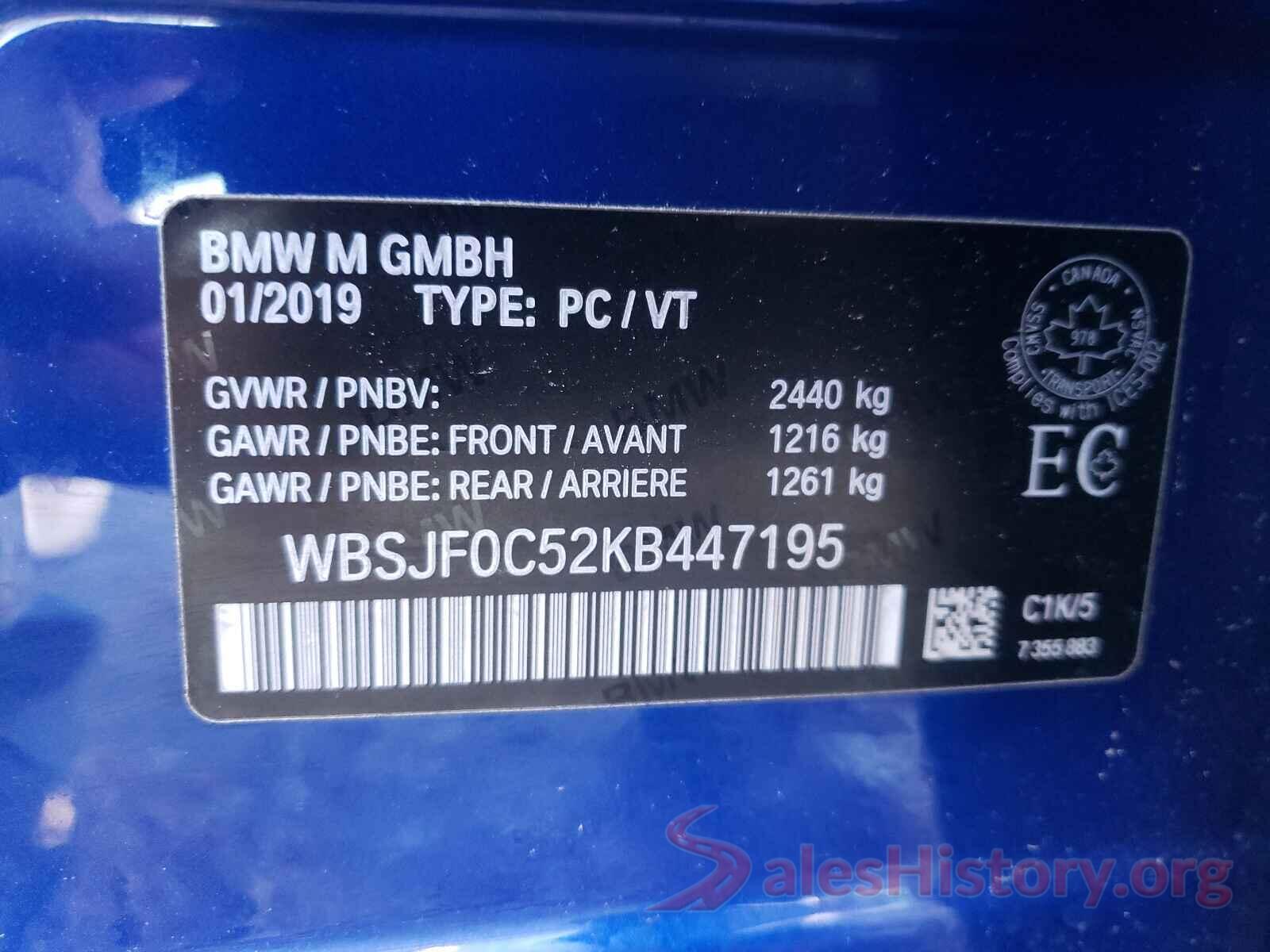 WBSJF0C52KB447195 2019 BMW M5