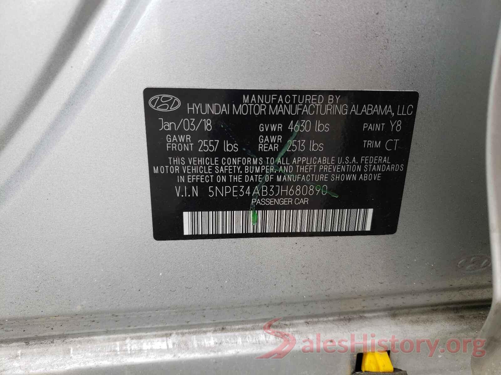 5NPE34AB3JH680890 2018 HYUNDAI SONATA