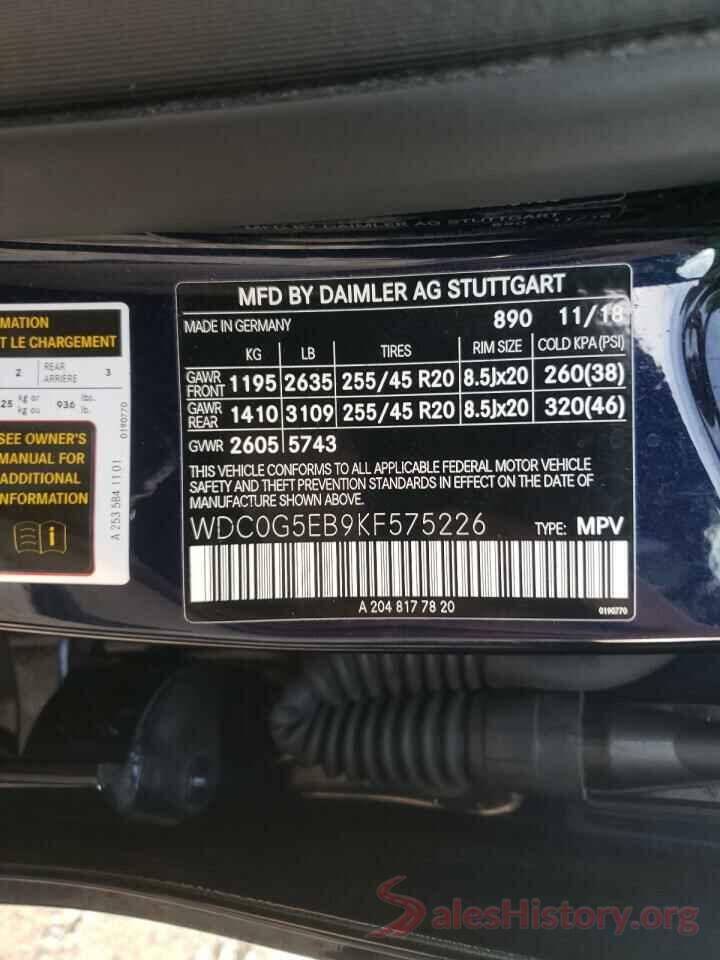 WDC0G5EB9KF575226 2019 MERCEDES-BENZ GLC-CLASS