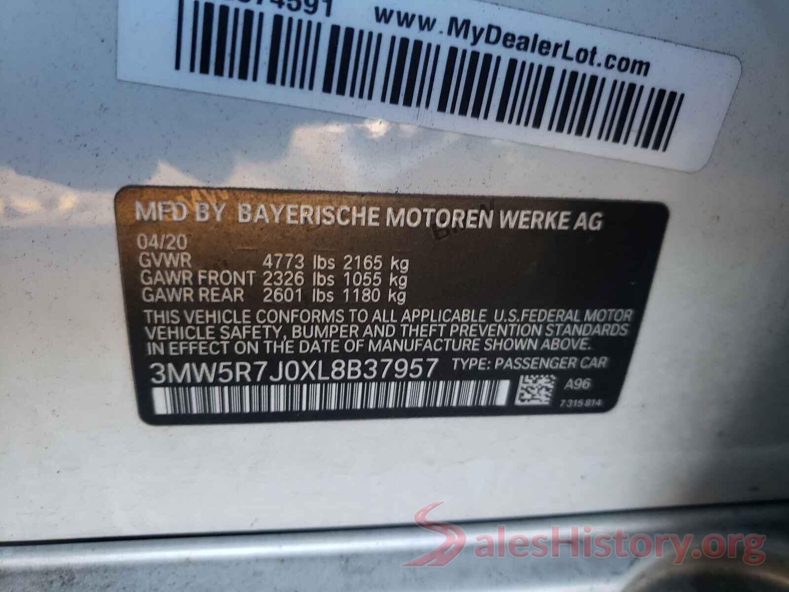 3MW5R7J0XL8B37957 2020 BMW 3 SERIES