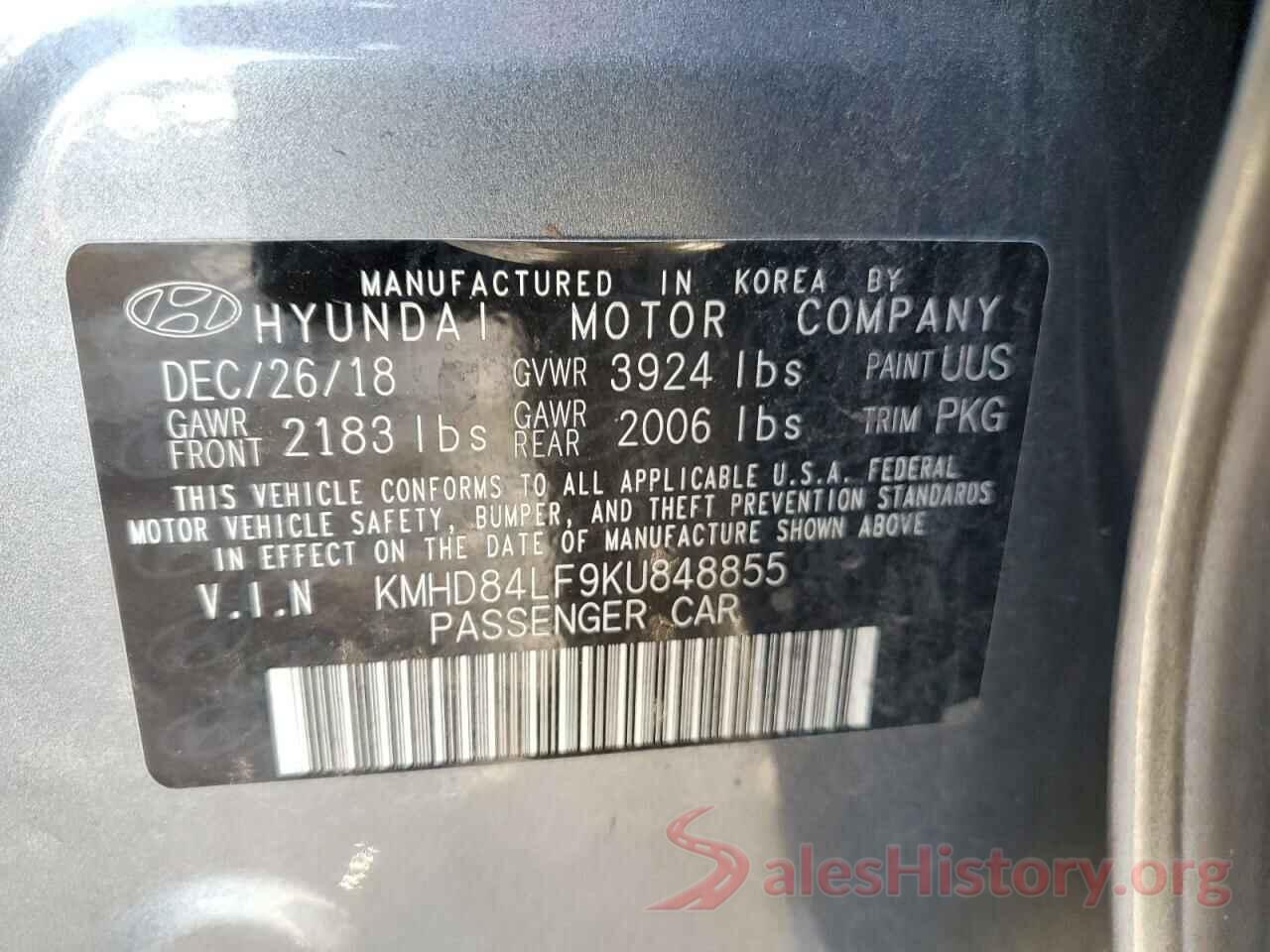 KMHD84LF9KU848855 2019 HYUNDAI ELANTRA