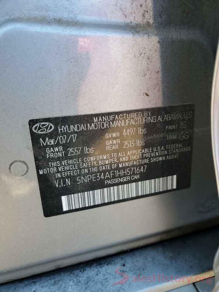 5NPE34AF1HH571647 2017 HYUNDAI SONATA