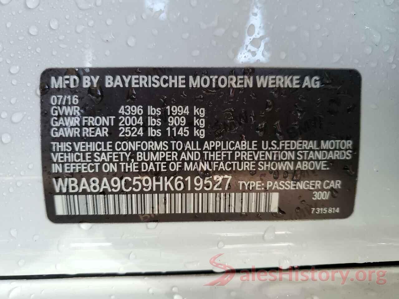 WBA8A9C59HK619527 2017 BMW 3 SERIES