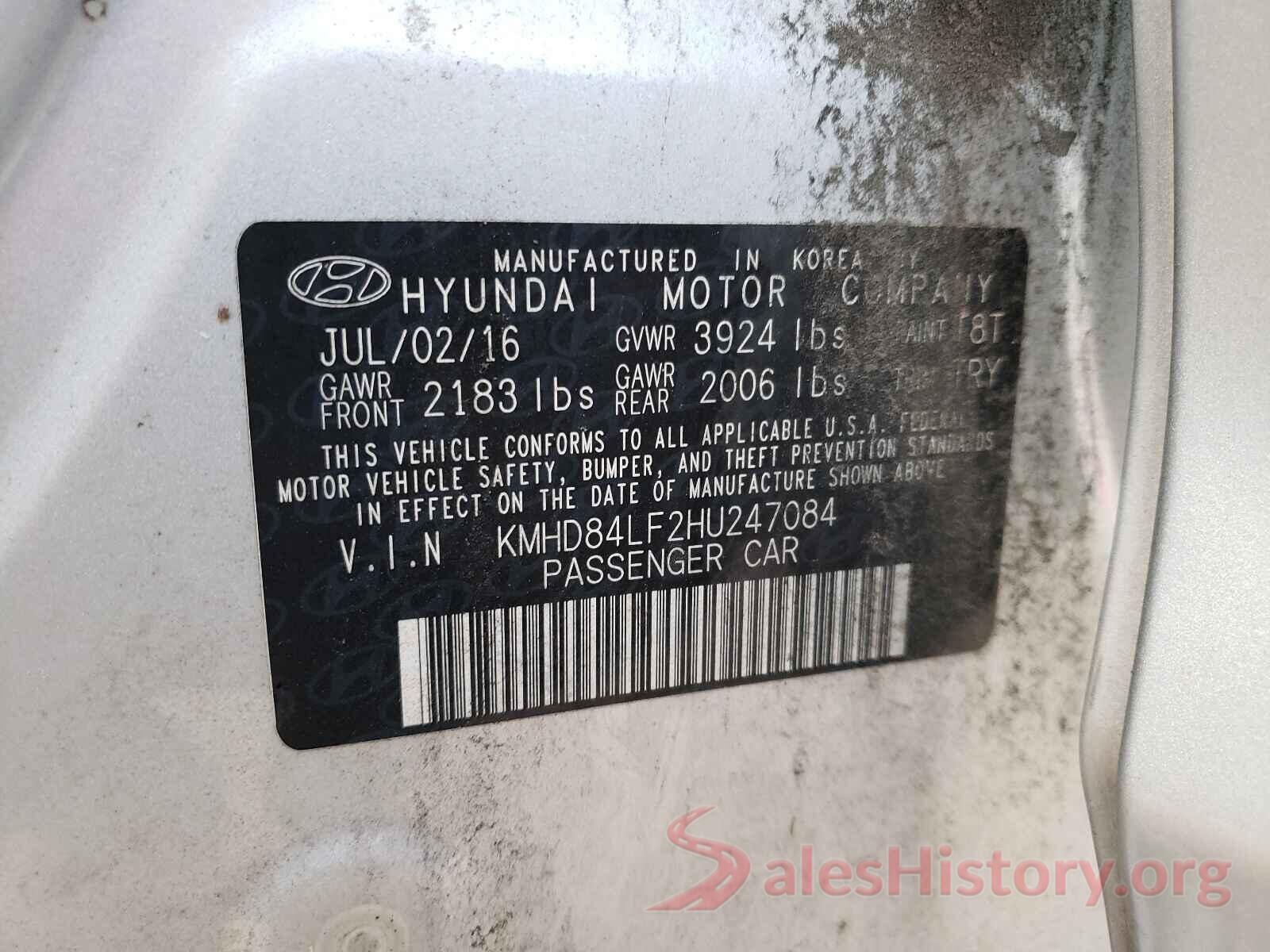 KMHD84LF2HU247084 2017 HYUNDAI ELANTRA