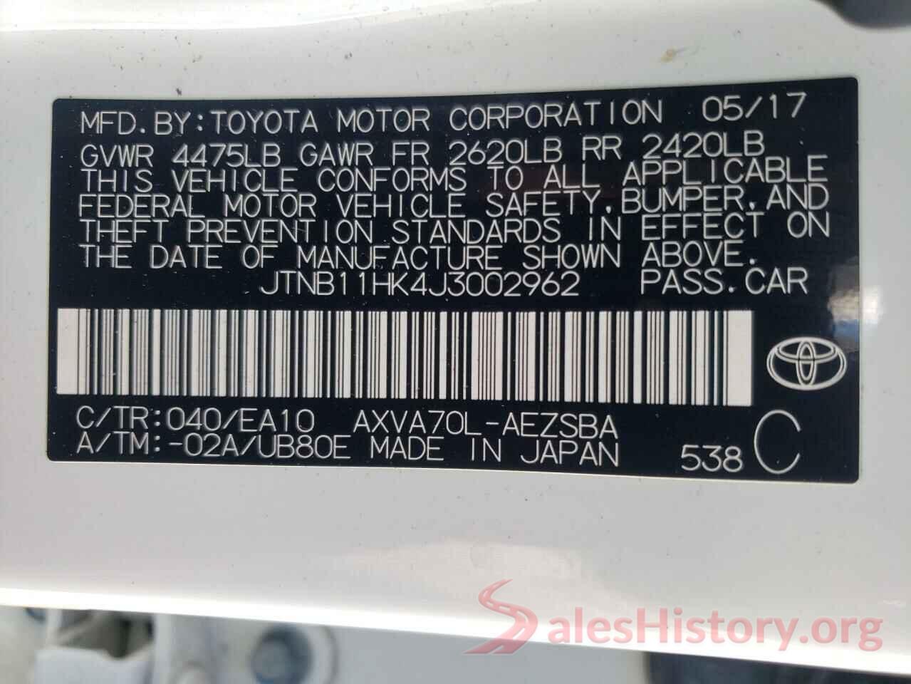 JTNB11HK4J3002962 2018 TOYOTA CAMRY