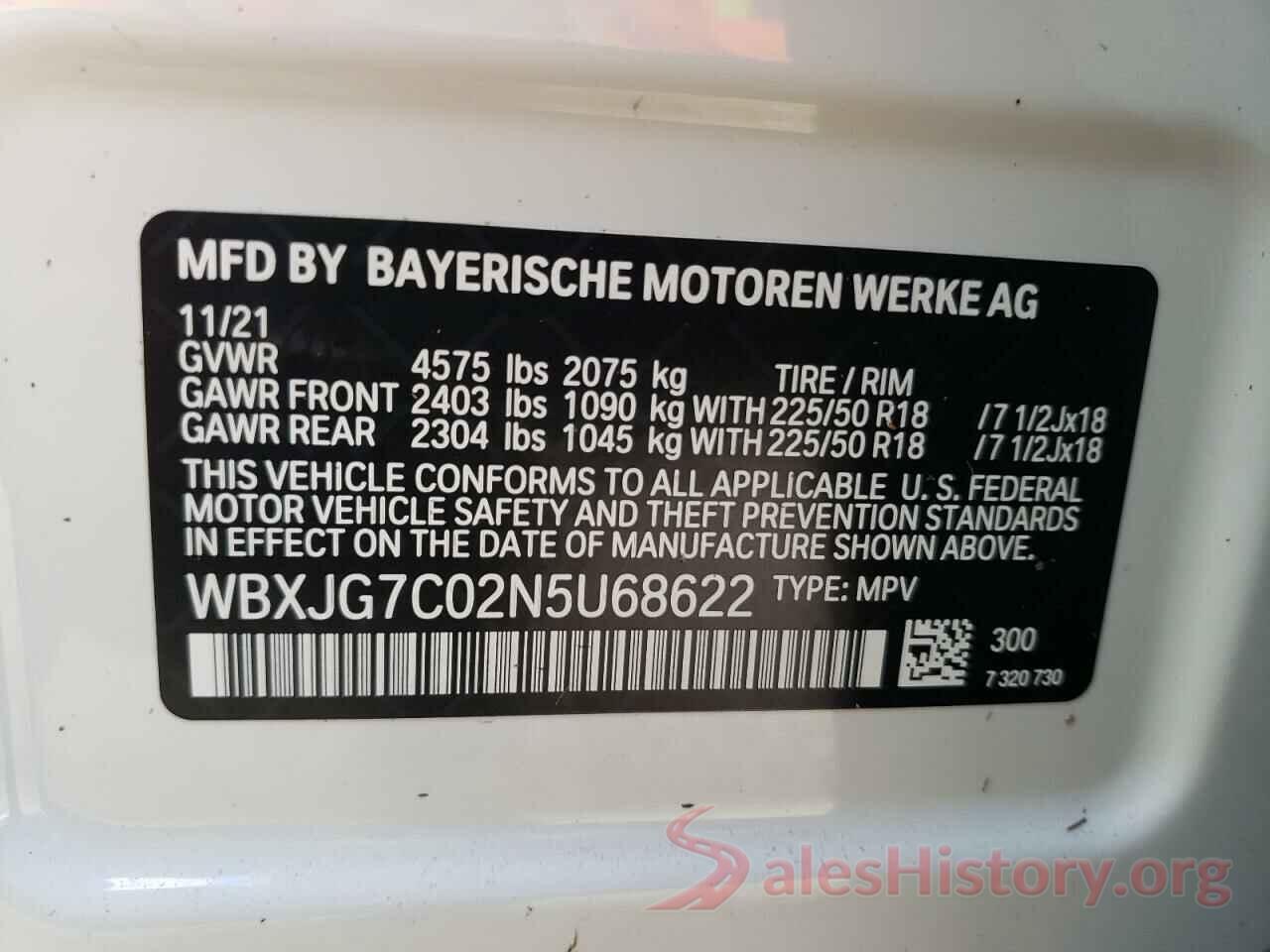 WBXJG7C02N5U68622 2022 BMW X1