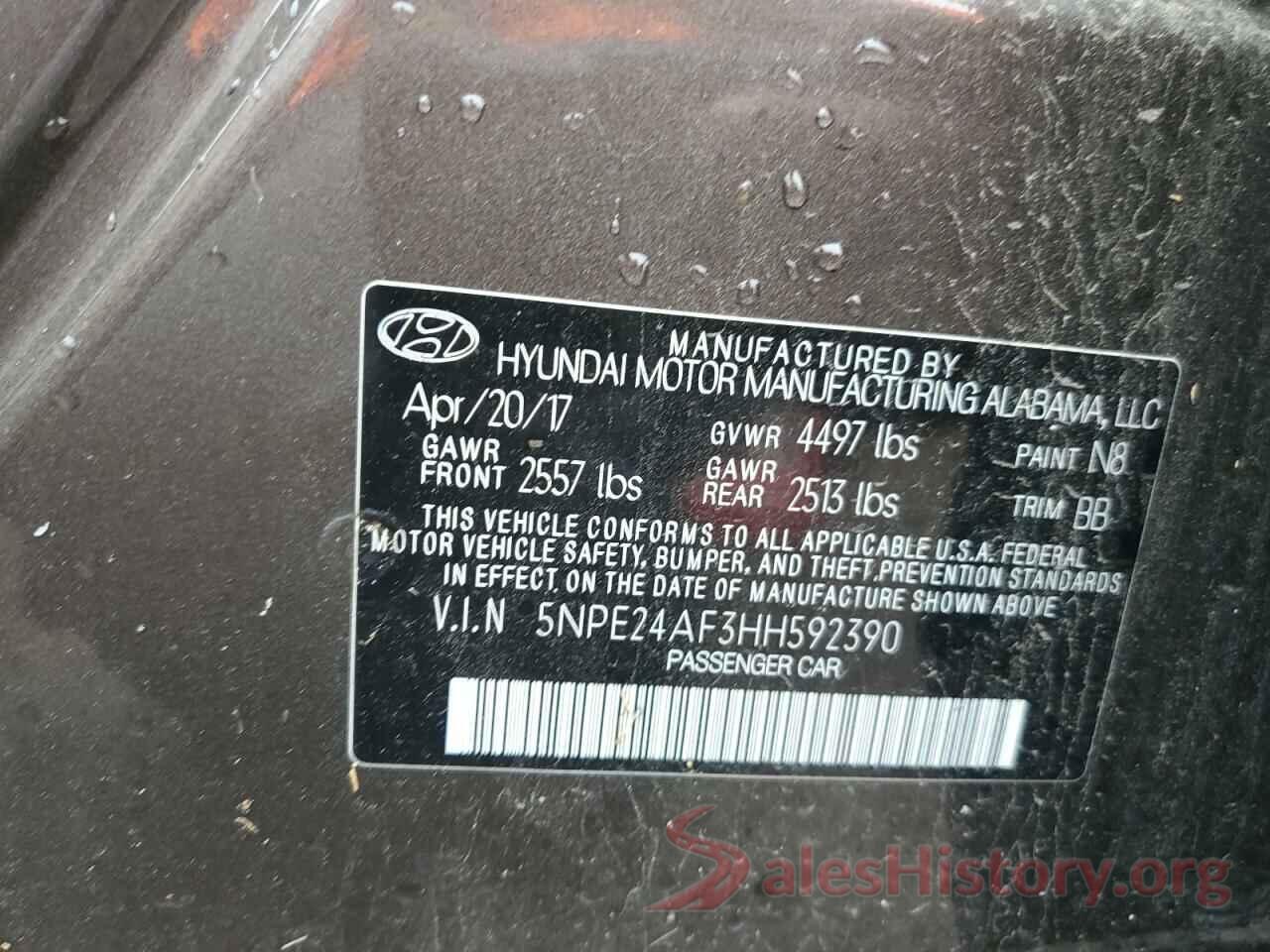 5NPE24AF3HH592390 2017 HYUNDAI SONATA